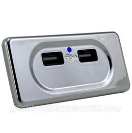CHROME SERIES RECTANGLE USB CAMERA/PHONE CHARGER OUTLET