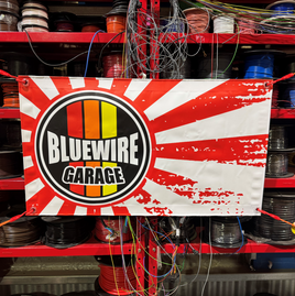 BLUEWIRE GARAGE WORKSHOP VINYL WALL BANNER-LARGE PRINT-900mm x 520mm