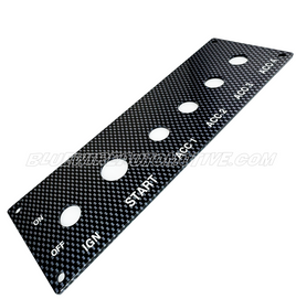 LABELED CARBON FIBER-ENGINE START & SWITCH DASH RACE PANEL