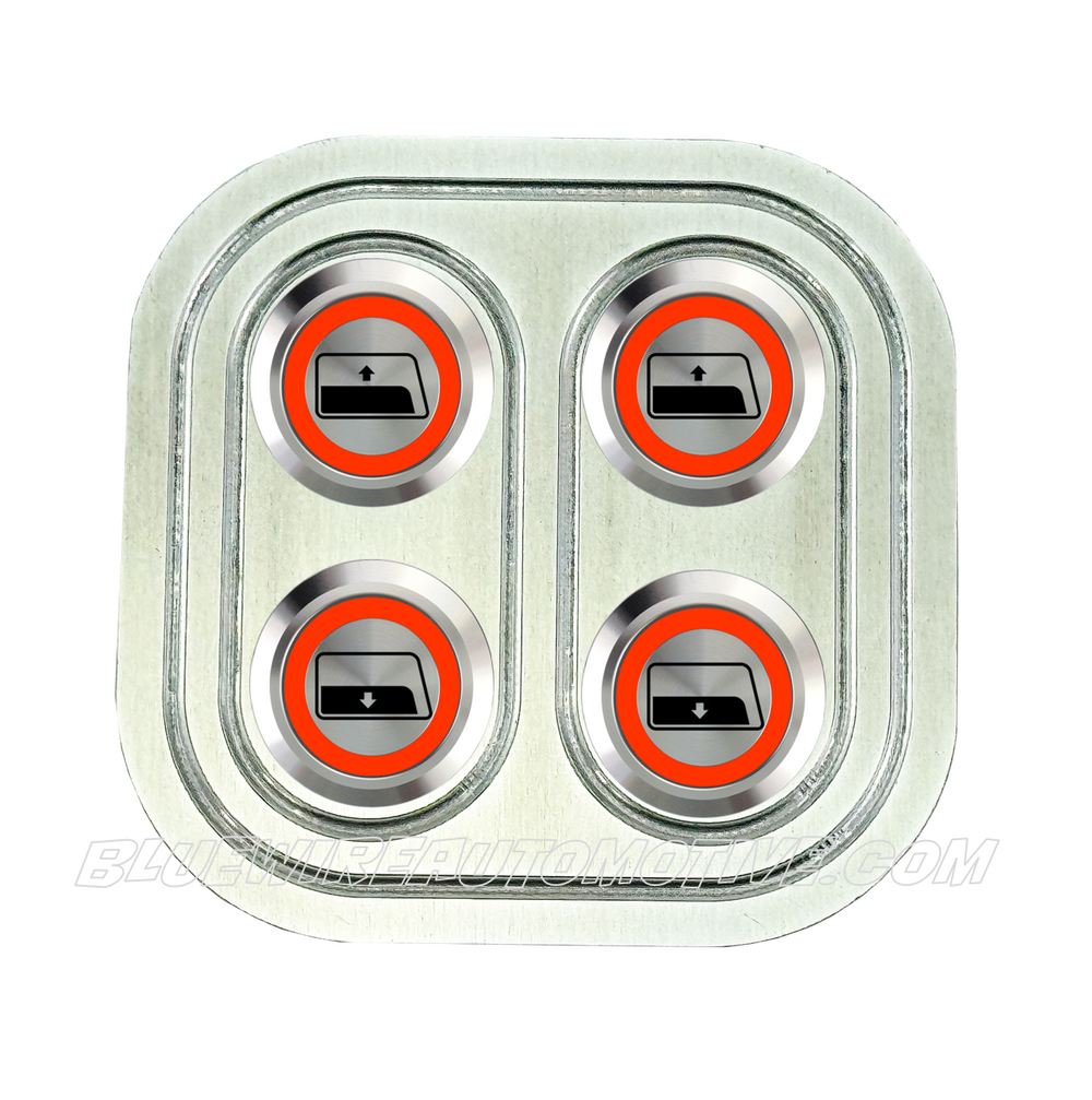 DELUXE SILVER SERIES BILLET POWER WINDOW SWITCH-2 DOOR-WINDOW-RED-BWAS ...