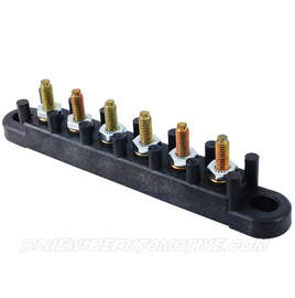 6 WAY BUSBAR INSULATED BATTERY GROUNDING JUNCTION POST BLACK - BWAB0008