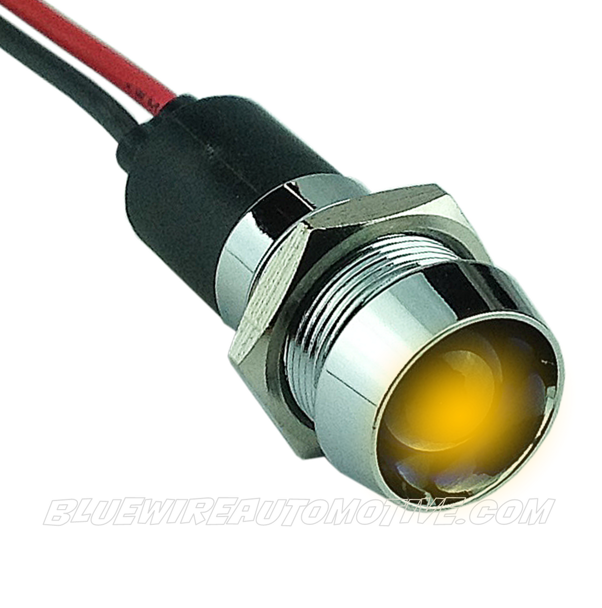CHROME DASH LED PILOT LIGHT - AMBER 14mm| Bluewire Automotive