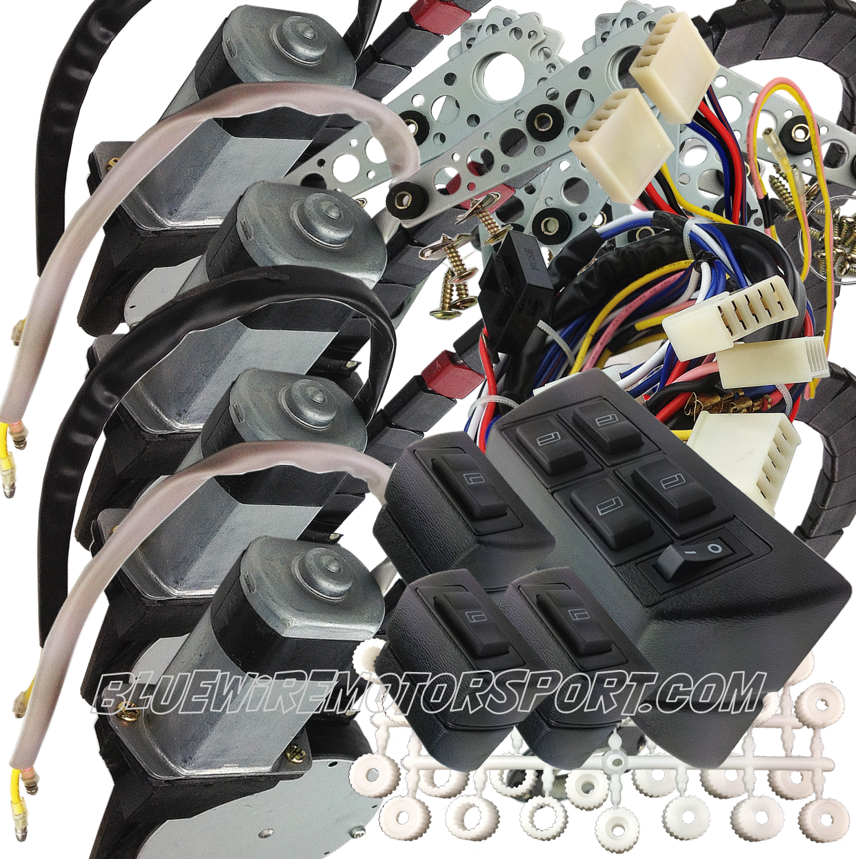 UNIVERSAL CURVED GLASS POWER WINDOW KIT 7 SWITCH WIRE HARNESS